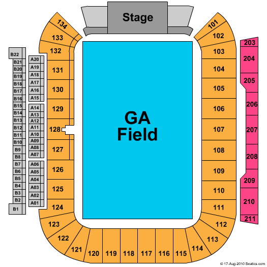 SeatGeek Stadium End Stage GA Seating Chart